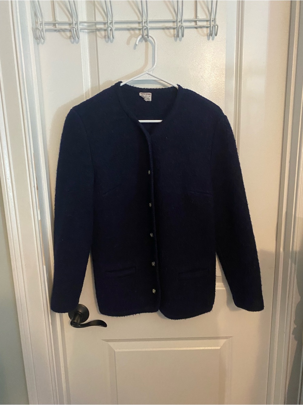 Brooks Brothers Classic Navy Boiled Wool Vintage Cardigan